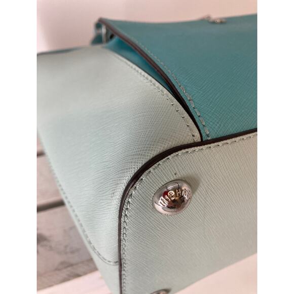 MICHAEL KORS LARGE SAFFIANO BLUE, LIGHT BLUE SHOULDER BAG - Picture 8 of 16